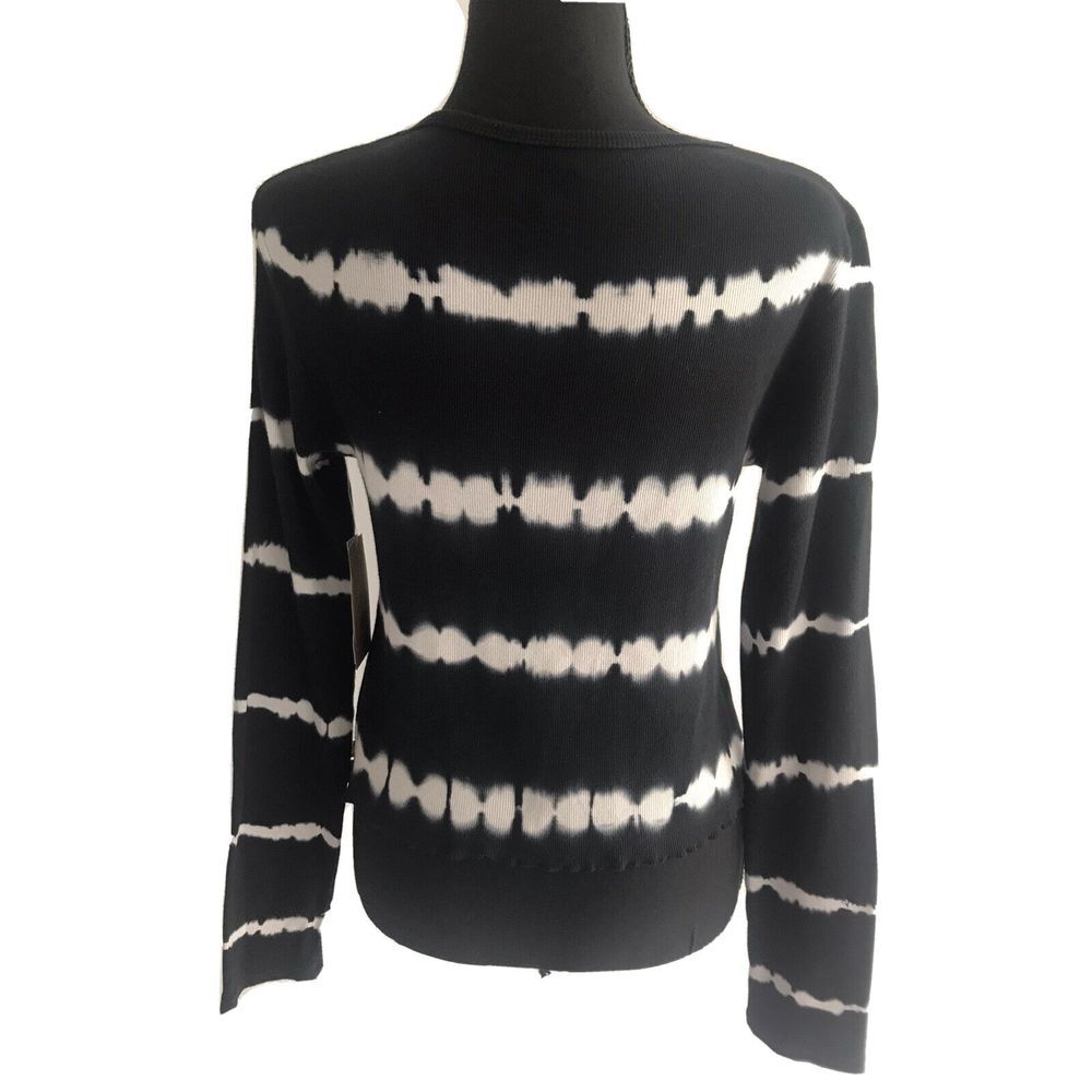 Dickies Juniors' Long-Sleeve Tie-Dyed T-Shirt - Black/White Stripes - Size L - Picture 4 of 7